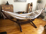 GOCAN Brazilian Double Hammock 2 Person 330X150cm Load 500Pound Cotton Hammock for Patio Porch Garden Backyard Lounging Outdoor and Indoor (Beige) GOCAN