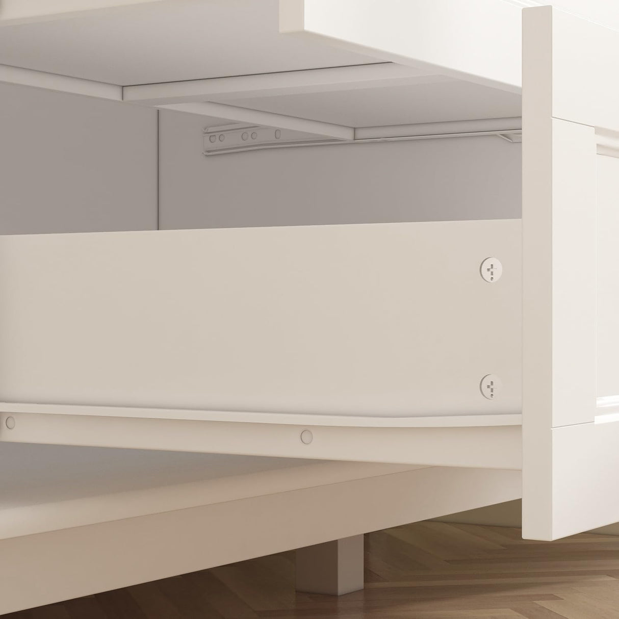 ECACAD 4 Door Wardrobe Closet Armoire with 2 Drawers, Multi-Tier Storage Shelves & Hanging Rods, 63”W Wooden Clothes Storage Cabinet with Solid Legs for Bedroom, White ECACAD