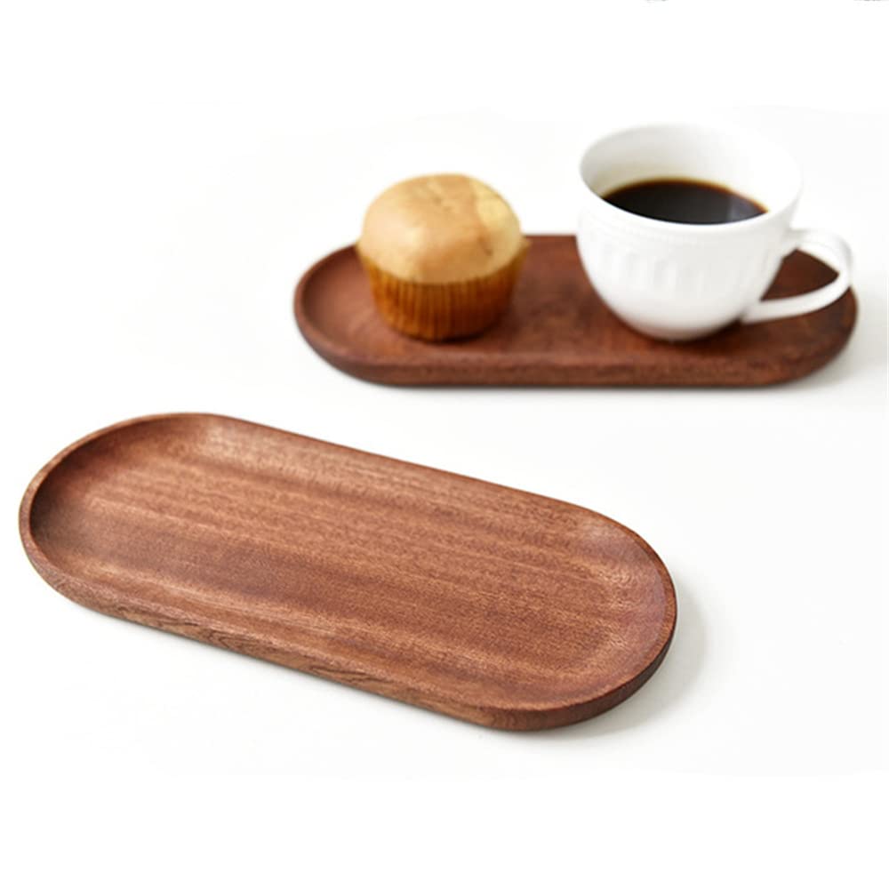 Linwnil 2 Pack Solid Wood Serving Platters and Trays of Natural Wood with Edge,Rectangular Avoid Sliding and Spilling Food (Walnut Trays x 2Pack) Linwnil