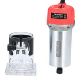 Wood Router, Weytoll 110V 800W Compact Router Tools 30000r/min with Transparent Base Edge Guide Electric Trimmer Compact Palm Router Corded for Woodworking Trimming Slotting Notching/Aluminum Red Weytoll