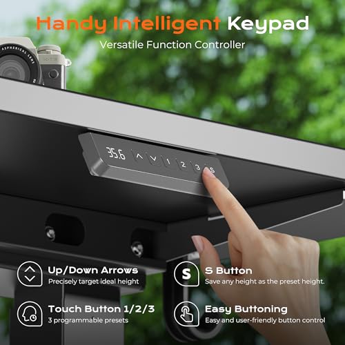 Huuger Dual Motor Electric Standing Desk Frame, Sit Stand up Desk Leg for 47.2” to 86.6” Desktop, Computer Desk Leg with Cable Tray, 3 Memory Height Presets, 2 Hooks, Black Frame Only Huuger