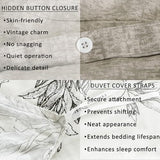 LEMIROE 100% Cotton Duvet Cover King Size,Vintage Design with Luxrious Black Sketched Flowers & Leaves on Cream,Reversible Taupe Bed Sets 3Pcs,Button Closure LEMIROE