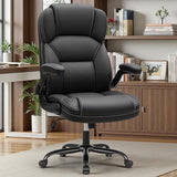 PU Leather Executive Office Chair, Ergonomic High-Back Computer & Gaming Chair with Adjustable Height, Rolling Swivel & Flip-Up Armrests, Comfy Padded Seat for Home Office-Black FelixKing