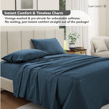 LANE LINEN 100% Cotton Twin Sheet Set – Pre-Washed Cooling Sheets in Soft Percale Weave for Restful Sleep, Fade Resistant Everyday Comfort, Fully Elasticized 15” Deep Pocket, No Pill – Estate Blue LANE LINEN