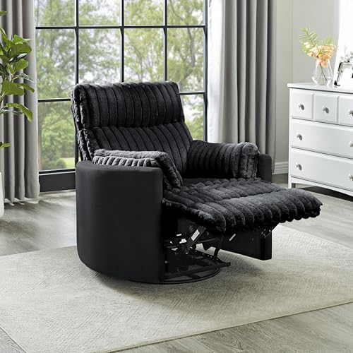 Roundhill Furniture Bocaton Wide Wale Corduroy Upholstery Manual Recliner, Black Roundhill Furniture