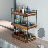 SANRETAHO Rustic Brown 3-Tier Wooden Bathroom and Kitchen Organiser Shelf SANRETAHO