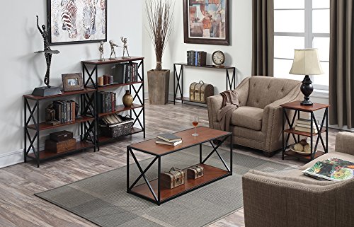 Convenience Concepts Tucson Deluxe 2 Tier Console Table, Cherry / Black Convenience Concepts