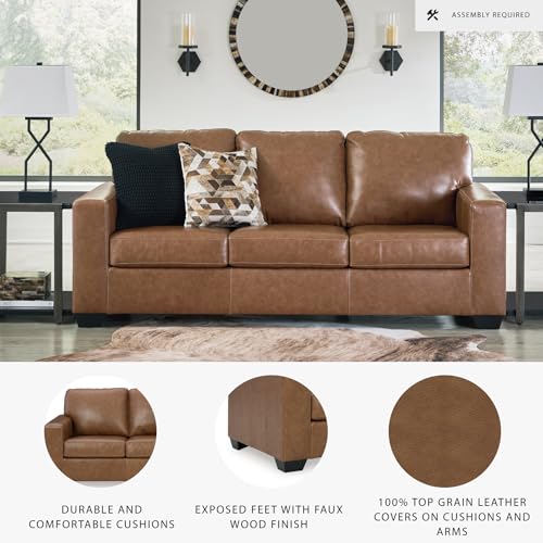 Signature Design by Ashley Bolsena Contemporary 2-in-1 Leather Match Sofa Sleeper with Folding Gel Memory Foam Mattress, Queen, Dark Brown Signature Design by Ashley