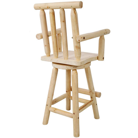 AMZOSS Log Swivel Bar Stool - Rustic Fir Wood Construction Bar Stools - Solid Wood Counter Height Bar Chairs Barstools for Kitchen, Dining Room,Natural AMZOSS