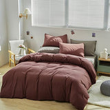 Pureant Brick Red Comforter Sets California King Women Girls Dark Rust Red Bedding Comforters Cotton Modern Solid Blackish Red Warm Quilts Cal King Adults Teens Pure Dark Red Blankets Durable Pureant