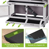 Rabbit Hutch Bunny Cage, Guinea Pig Cage Bunny Hutch Indoor, Wood Pet Cage with 4 Casters -2 Story & 2 Trays GUTINNEEN