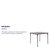 Flash Furniture Dunham 2.83-Foot Square Bi-Fold Brown Wood Grain Plastic Folding Table with Carrying Handle Flash Furniture