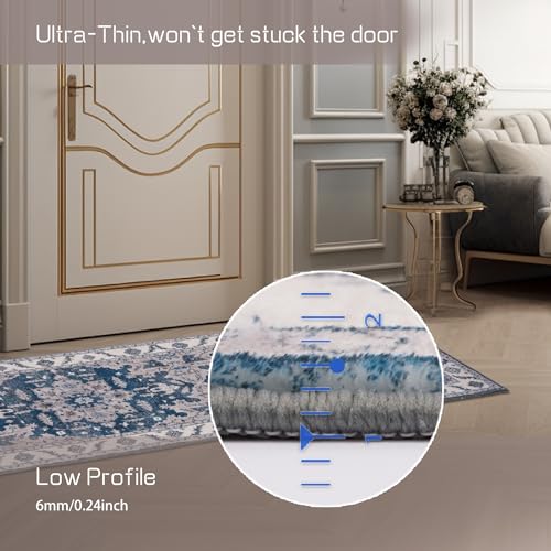 Yanlaza Boho Rug Runners 2x8,Narrow Long Hallway Runners,Kitchen Carpet Non Slip Washable,Rubber Backed Area Rugs for entryway Indoor Bedroom Bedside Farmhouse Laundry Bathroom (Blue, 2'x8') Yanlaza