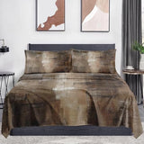 WeCozy King Size Bed Sheet Sets with Pillowcases, Brown Grey Painting 4 Pcs Soft Microfiber Bedding for Kids and Adults, Beige Contemporary Flat, Fitted Sheet for Bedroom Bed Decor WeCozy