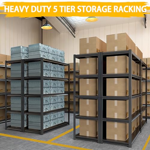 WOZBUD 3000LBS Garage Shelving Heavy Duty 48″W Metal Shelving for Garage,72″H Standing Shelf Units ，5 Adjustable Levels Garage Shelving Units and Storage，Storage Rack for Garage Organazation.1PCS… WOZBUD