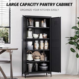 Metal Storage Cabinet with Doors and Shelves,Metal Pantry Cabinet,Black Craft Storage Cabinet,Ventilated Pantry Storage Cabinet,Tall Large Closet Cupboard for Home,Kitchen,Dining/Living/Laundry Room SISESOL