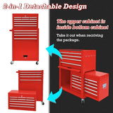 Kirmosal 13 Drawers Rolling Tool Chest with Wheels,Large Capacity Tool Storage Cabinet with Removable Top Toolbox, Locking Mechanical Tool Cart with Liner,Suitable for Garages, Warehouses-red Kirmosal