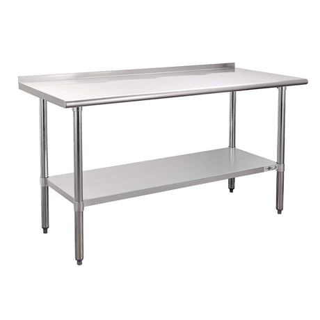 Profeeshaw Stainless Steel Prep Table NSF Commercial Work Table with Backsplash and Undershelf for Kitchen Restaurant 24x60 Inch Profeeshaw