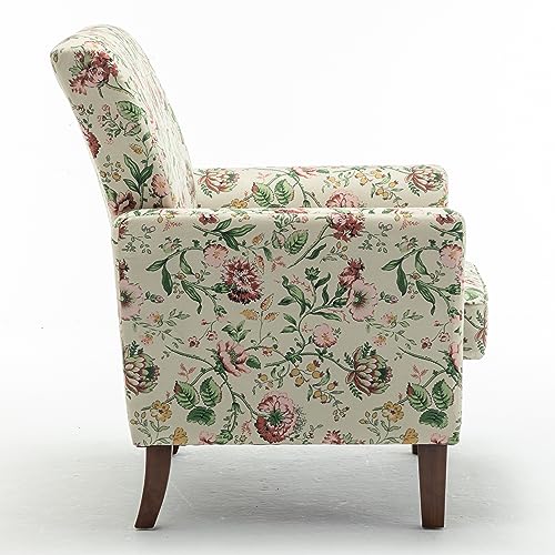 Container Furniture Direct Contemporary Accent Arm Chair with Birch Wood Frame and Velvet Upholstery, Armchair for Office and Living Room Decor, Removable Cushions, 04 Printed Fabric Container Furniture Direct
