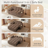 oaaktu ﻿ Large Size Convertible Sleeper Sofa Bed,Polka dot Velvet Pull Out Futon Couch with Storage handrails & Rotating Side Tables,Convertible Sofa Couch for Living Room,RV (Coffee) oaaktu