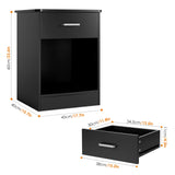 FOTOSOK Nightstand, Set of 2, 2-Tier Side Table with Drawer and Storage Shelf, Bedside Table End Table, Modern Night Stand for Bedroom, Home Office,Black FOTOSOK