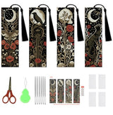 NEGEKFKX 4 Pcs Flower Cross Stitch Bookmark Kit for Adult Beginners,Bohemia Moth Cross Stitch Kits 14 CT DIY Cross Stitch Kits Adult Stamped Bookmark Embroidery Bookmarks Kit