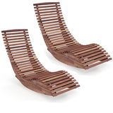 Giantex Outdoor Chaise Lounge Chair - Set of 2 Acacia Wood Outdoor Lounger, Patio Lounge Chair with Slatted Design, Rocking Chair, Patio Rocker for Sunbathing, Poolside, Beach Lounge Chairs