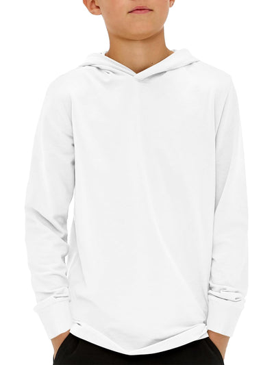 Haloumoning Boys Fashion Hoodies Kids Long Sleeve Hooded Sweatshirts 5-14 Years White