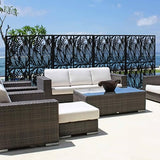Fulocseny Metal Privacy Screens 72" H Outdoor and Indoor Leaf Pattern Room Divider Privacy Screens Panels for Living Room Balcony Patio Garden (Black Fulocseny
