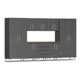 Ulti-Mate UG23092G 9-Piece Garage Cabinet Kit with Bamboo Worktop in Graphite Grey Metallic Ulti-Mate