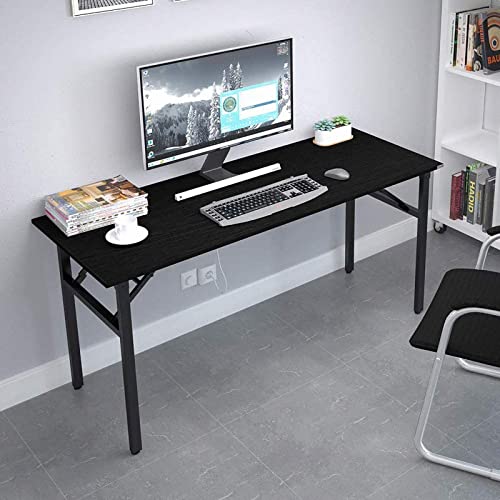 Need Home Office Desk - 60 Inches Large Computer Desk Sturdy Black Table Foldable Desk Gaming Computer Table No Assembly Required AC5CB 60 inch