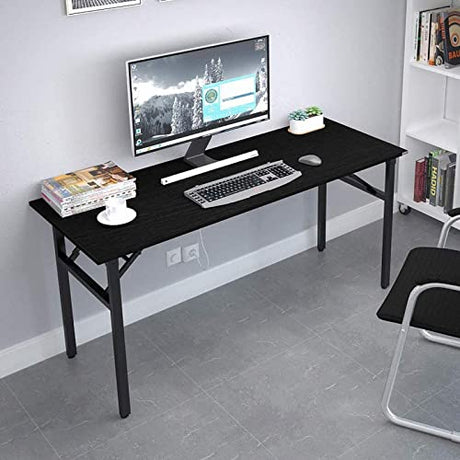 Need Home Office Desk - 60 Inches Large Computer Desk Sturdy Black Table Foldable Desk Gaming Computer Table No Assembly Required AC5CB 60 inch Need