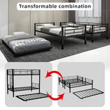 HomeCyber Metal Twin Bunk+Trundle Sleeps 3, Splits into 2 Beds, Reinforced Steel Frame, Noise-Free, Growing Family & Shared Kids Room, No Box Spring, Black HomeCyber