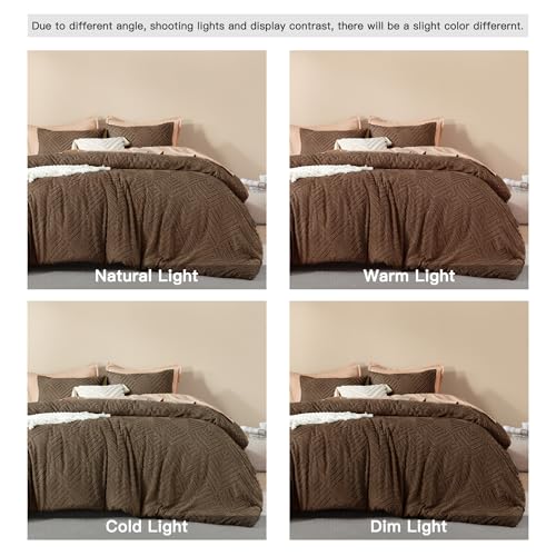 Litanika Brown King Size Comforter Set, 3 Pieces Tufted Boho Farmhouse Bedding Comforter Sets, Lightweight Fluffy Comforter Bed Set for All Season (104x90In Comforter and 2 Pillowcases) Litanika