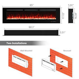 Carsynflame Electric Fireplace 65 in, Wall Mounted & Recessed Electric Fireplace Inserts, Remote & Touch Screen Control, 169 Flame Color Combinations, Timer& Thermostat Fireplace Heater, 1500W, Black Carsynflame