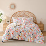 Yibeizi Floral Comforter Set for Girls Twin, Kids Cute Printed Bedding Set with Pillow Sham, Lightweight Soft Breathable Machine Washable Quilted Bed Comforter Set 2 Piece Yibeizi