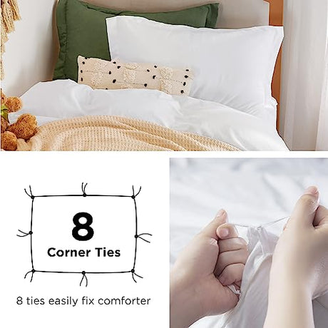 Bedsure Duvet Cover Twin/Twin XL Size - 2 Pieces Prewashed Cotton-Like Polyester Extra Soft Bedding Set, Includes 1 Twin Duvet Cover 68''x90'' with Zipper Closure & 1 Pillow Sham, White, No Comforter Bedsure