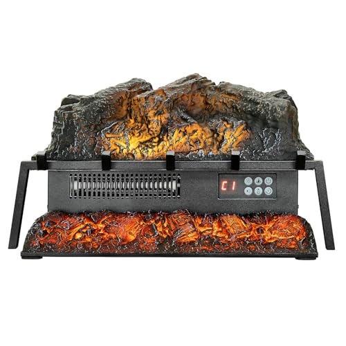 VEVOR 23 Inch Electric Fireplace Log Heater, Fireplace Insert with Crackling Sound, Remote Control, 5 Flame Brightness Levels, Thermostat, Timer, Overheat Protection, for Home Decor, Black VEVOR