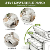 ERYE 3-in-1 Convertible Sleeper Sofa Bed with Pull Out Sleeper Couch Bed & Reclining Backrest, Modern Single Lounge Chair Convertible Tufted Sofabed for Home Apartment