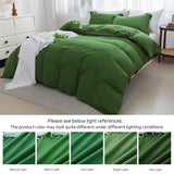 SheRest Olive Green Duvet Cover - Soft Brushed Microfiber, 3 Pieces, 1 Duvet Cover 80x90 Inches with Zipper Closure 8 Ties & 2 Pillow Shams, Breathable Bedding Set for All Season, Full (No Comforter) SheRest