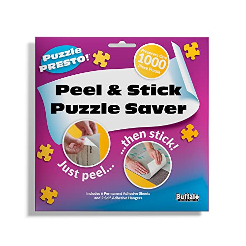 Puzzle Presto Peel & Stick Puzzle Saver: The Original and Still the Best Way to Preserve Your Finished Puzzle! - 6 Adhesive Sheets and 2 Adhesive Hangers Buffalo Games