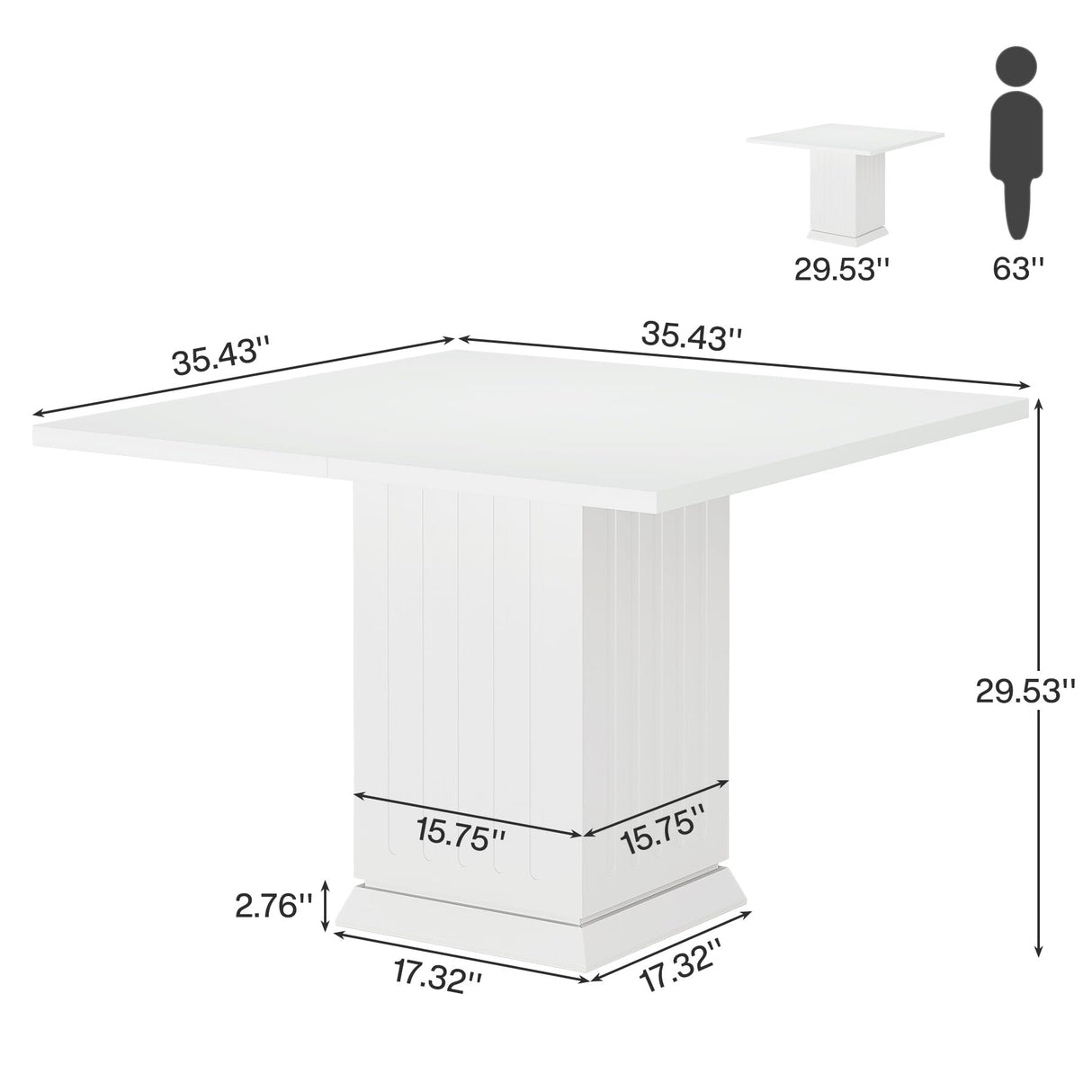 Tribesigns Square Conference Table, Modern 35.4-Inch Small White Business Meeting Table for Office Meeting Room Tribesigns