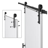COSHOMER 36in x 84in MDF Sliding Barn Door with 6.6ft Barn Door Hardware Kit & Handle, Pre-Drilled Holes Easy Assembly -Solid Barn Door Slab Covered with Water-Proof PVC Surface, White, H-Frame COSHOMER