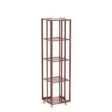 COPREE 5-Tier Walnut Bamboo Rolling Bookshelf with 360° Rotation and Wheels COPREE