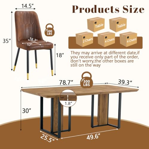 MEMUY Wood Dining Table Set for 10,79" Rustic Wood Kitchen Table and Chairs,10 Seat Dining Table Set with Heavy Duty Legs,Large Dinner Table Set for 10 for Big Family Kitchen Dining Room MEMUY