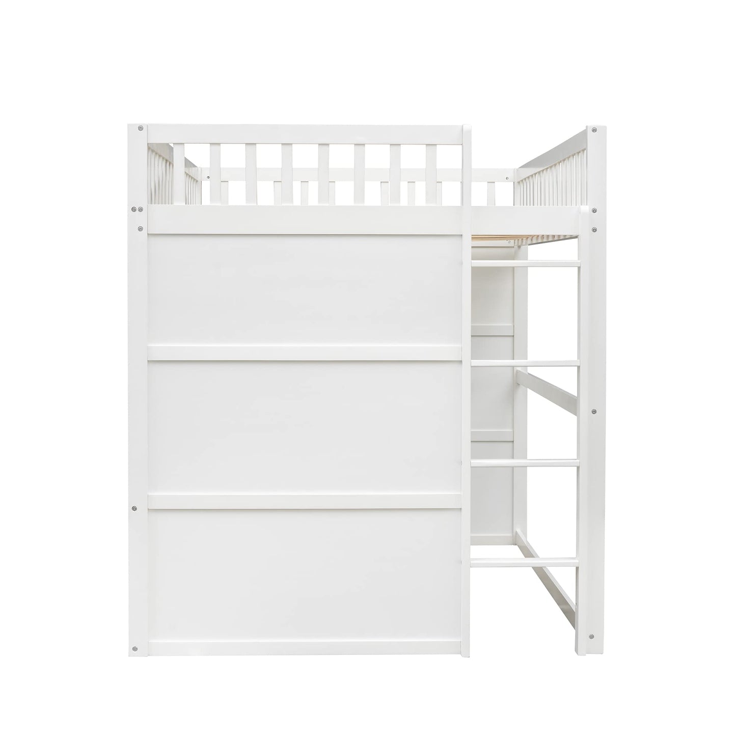 Stylish White and Gray Full Size House Loft Bed for Kids with Playhouse Design and Safety Features - WoodArtSupply