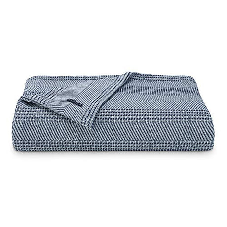Nautica - Queen Blanket, Ring Spun Cotton Bedding, Medium-Weight for All Seasons, Oeko-Tex Certified (Chevron Navy) Nautica