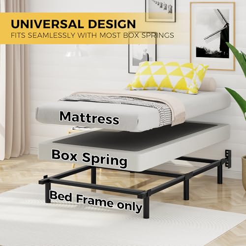 Awesofurni Twin Bed Frame, 7 Inch Basics Metal Bed Frame, Heavy Duty 9-Leg Base for Box Spring and Mattress, Noise-Free, Easy Assembly, Black Awesofurni