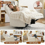 BOSMILLER 360° Swivel Recliner Chair,Nursing Rocking Chair with 2 Pillows for Adutlts,Comfy Rocker Recliners with High Back for Nursery,Living Room,Bedroom