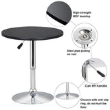Topeakmart Height Adjustable Round Pub Table 360° Swivel Counter Bar Tables Bistro Tall Cocktail MDF Top, Black Topeakmart